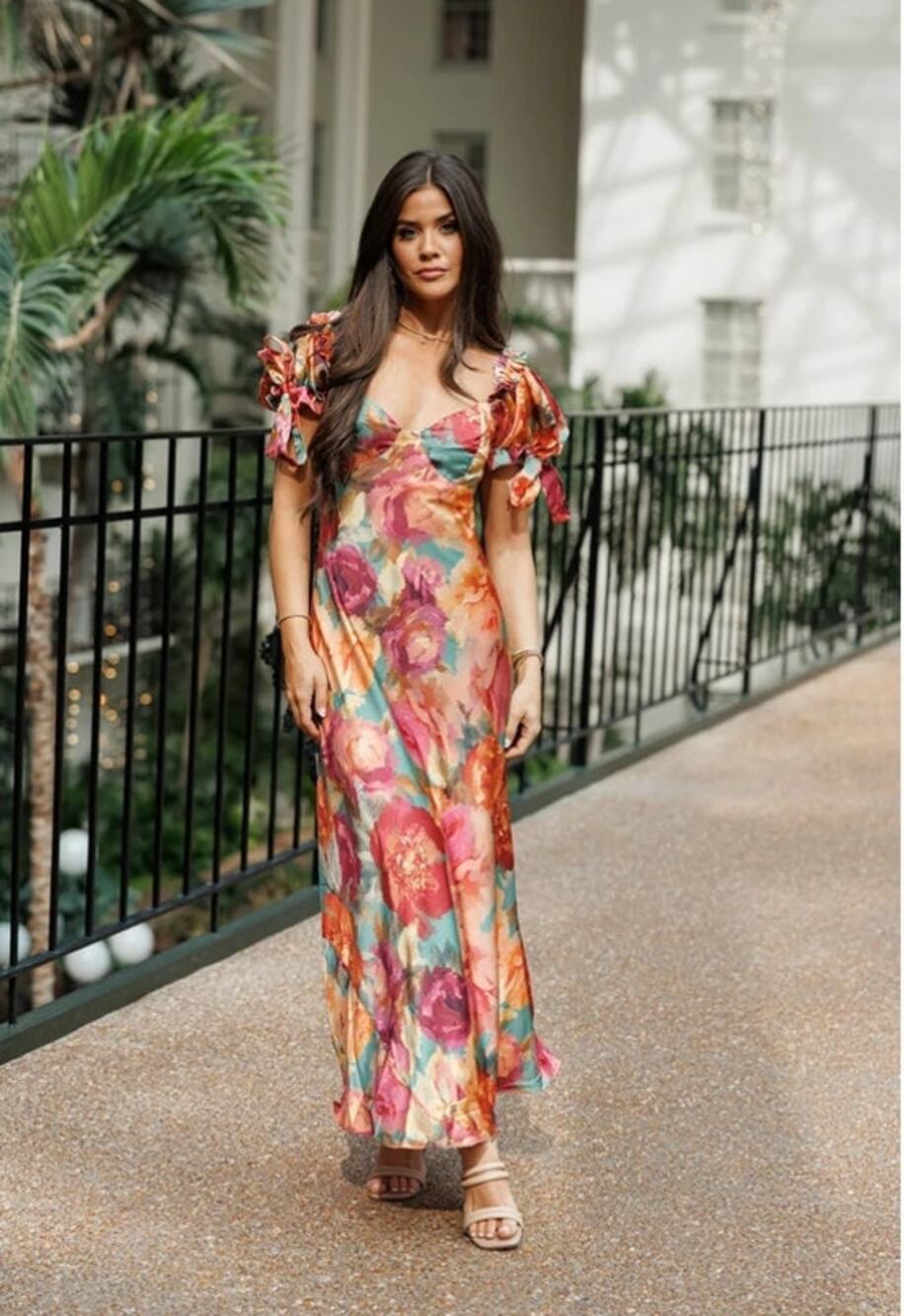 Dress Forum “Island Heiress” Floral Puff‑Sleeve Maxi Dress – Size S (NWT)